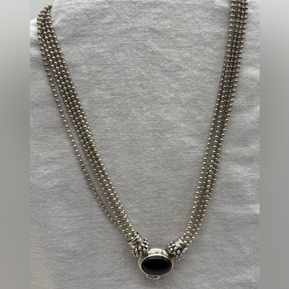 🦩SOLD🦩Joseph Esposito Sterling Silver Necklace with Removable Onyx Pendant - Picture 1 of 8